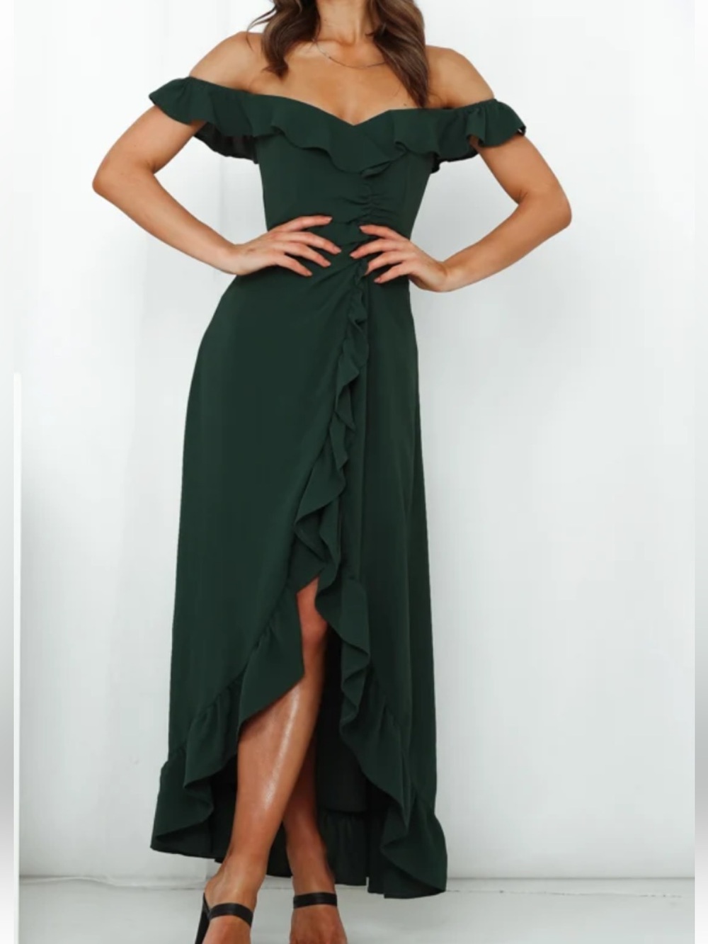 Hello Molly Sweater Than Honey Green Off Shoulder Dress Size S